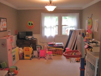 Cluttered Playroom Before: Playroom