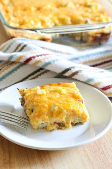 Overnight Breakfast Casserole on a plate.