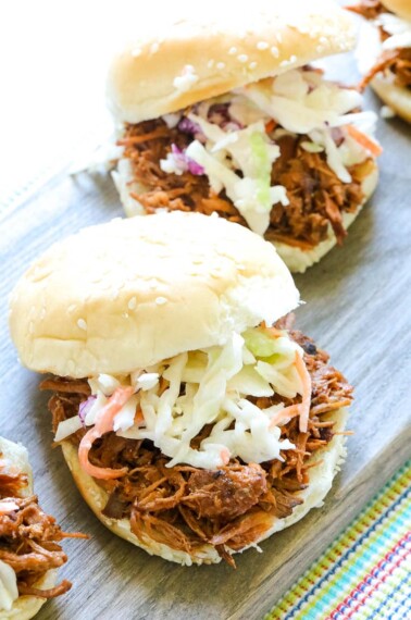 pulled pork sandwiches on a bun