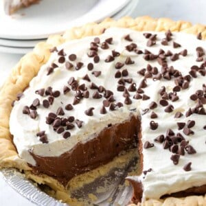 Chocolate Cream Pie in pie plate