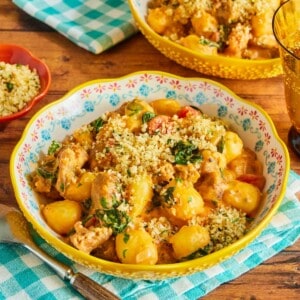 bowl of potato gnocchi with breadcrumbs