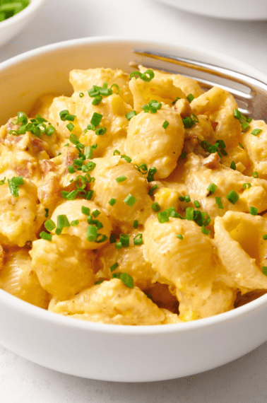 A bowl of corn pasta.