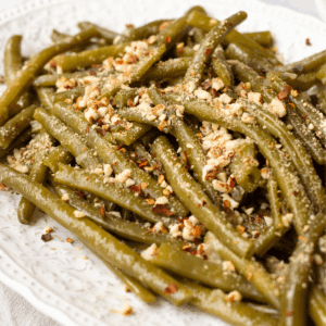 Instant Pot green beans topped with almonds.