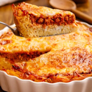 slice of spaghetti pie.