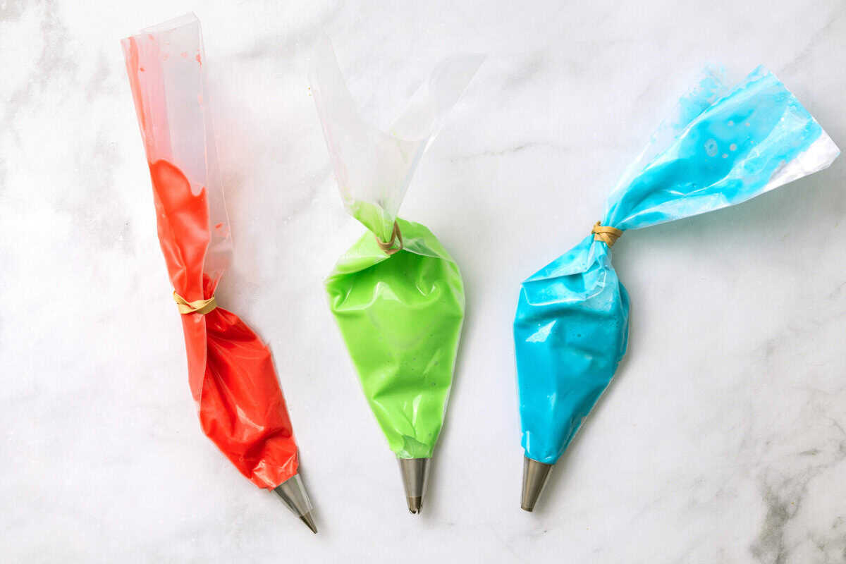 Sugar Cookie Icing Sugar Cookie Icing in piping bags.
