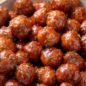 grape jelly meatballs in a bowl.