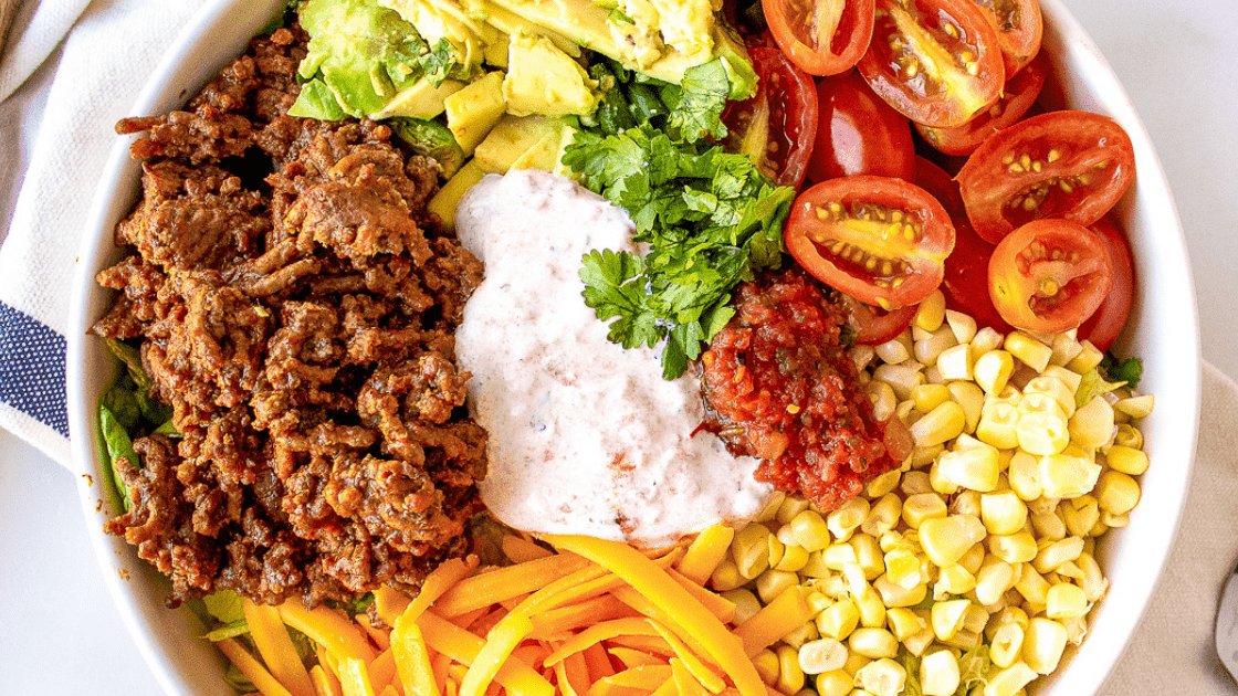 taco salad in a white bowl