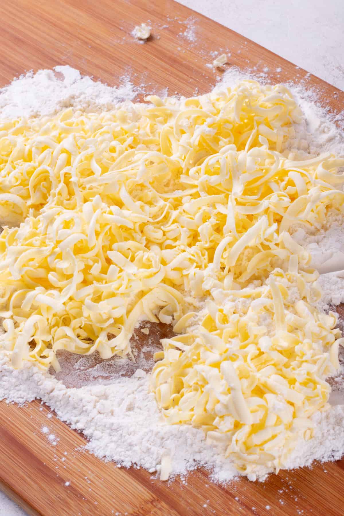 grated butter to soften on a cutting board