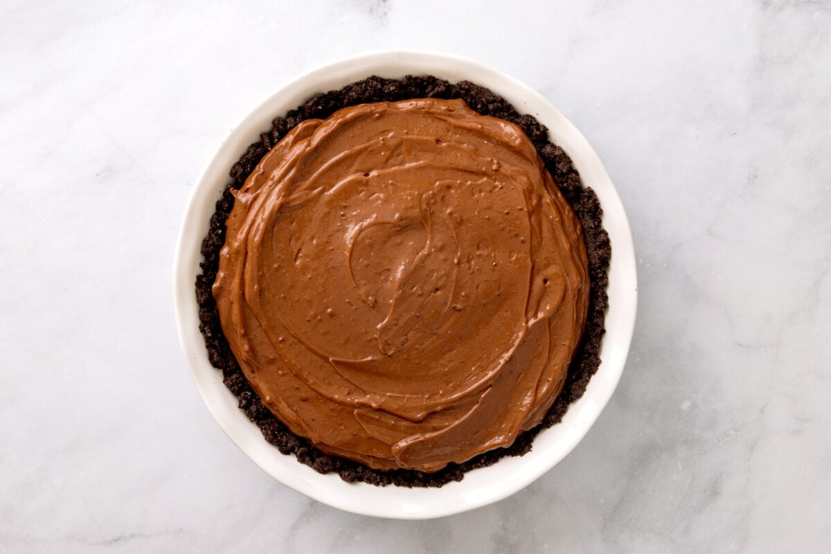 pudding layer over the cream cheese oreo crust