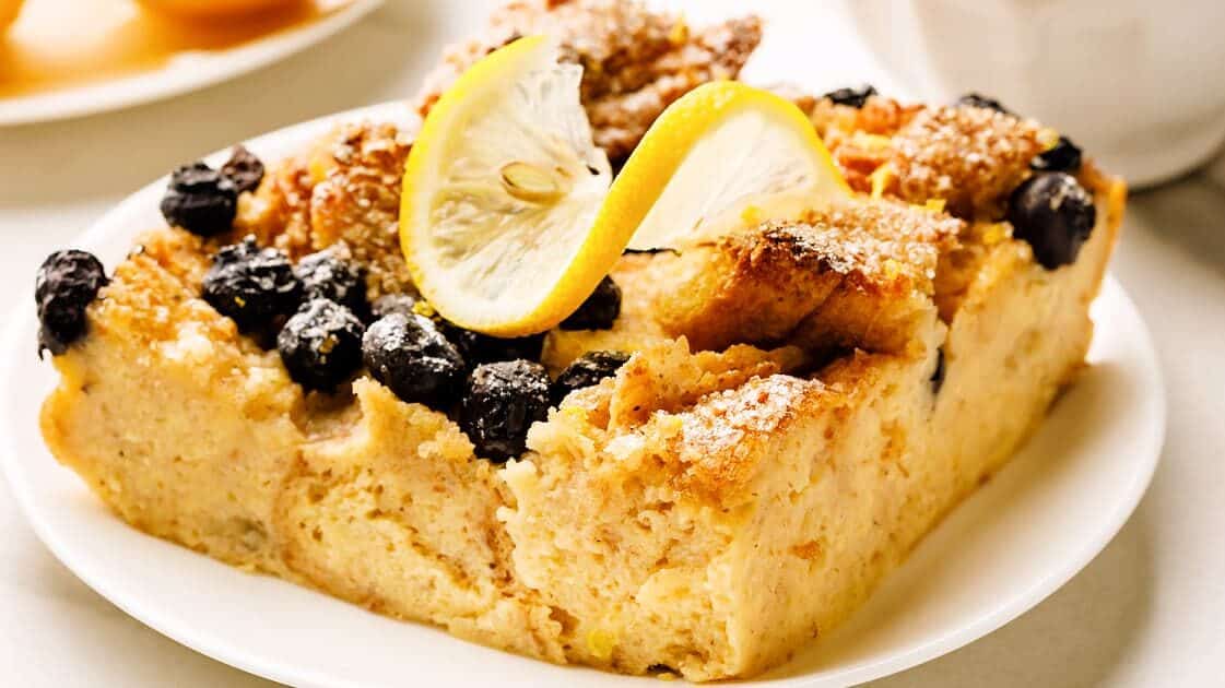 a piece of french toast on a white plate